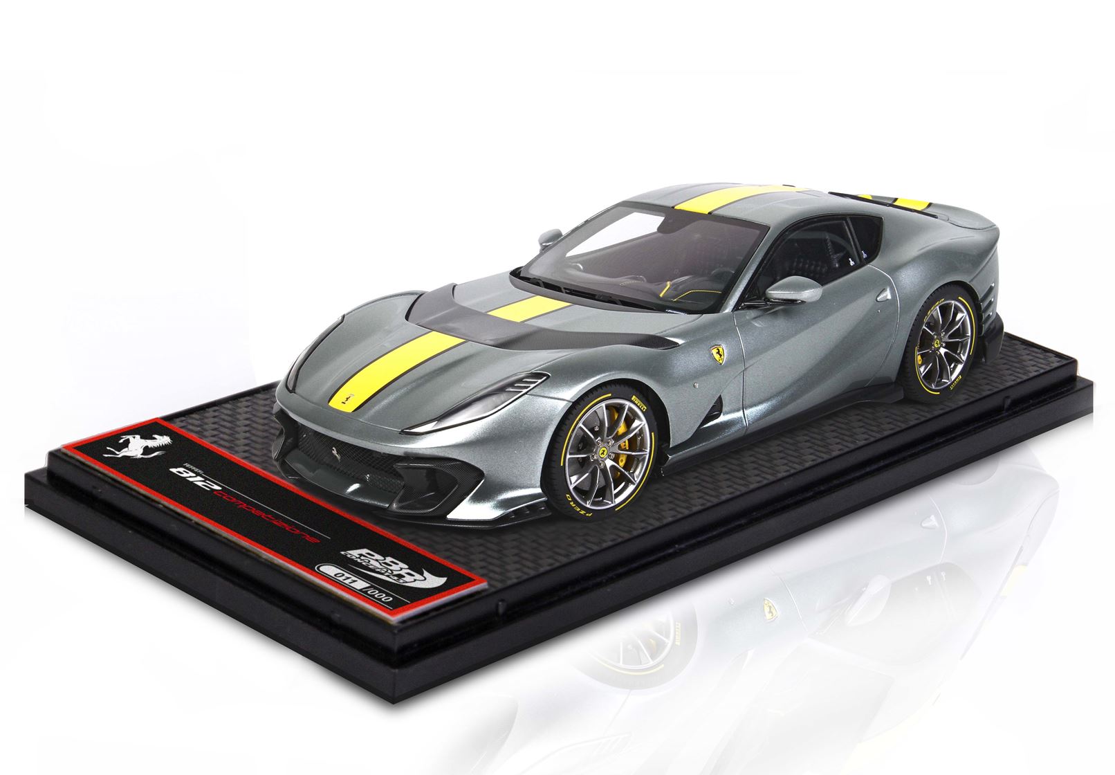 FERRARI 812 Competizione (2021)(Coburn Grey with racing Giallo fly stripe)  (1:43)